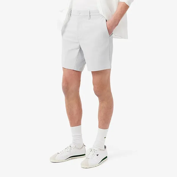 Quần Short Nam Lacoste Men's Slim Fit Commuter Shorts FH3014 ACZ Màu Xám Nhạt Size 30