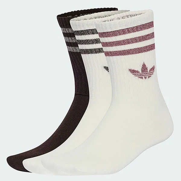 Set 3 Đôi Tất Unisex Adidas Ankle Socks With 3 Stripes Of Sparkle KR4214 Phối Màu Size XS