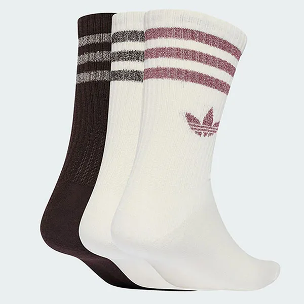 Set 3 Đôi Tất Unisex Adidas Ankle Socks With 3 Stripes Of Sparkle KR4214 Phối Màu Size XS