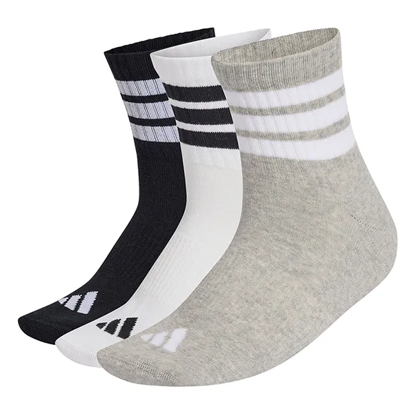 Set 3 Đôi Tất Adidas Cushioned 3-Stripes 3P Ankle Socks KC9618 Phối Màu Size S