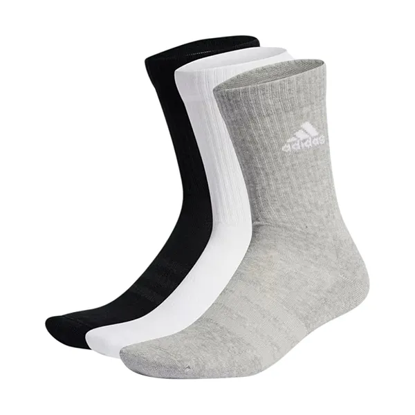 Set 3 Đôi Tất Cổ Cao Adidas Cushion 3 Pairs Crew Ankle Socks IC1311 Màu Đen/Trắng/Xám Size S
