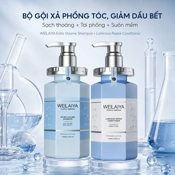 Set Dầu Gội Và Dầu Xả Tóc Weilaiya Extra Volume & Luminous Repair Shampoo & Conditioner (450ml x 2)