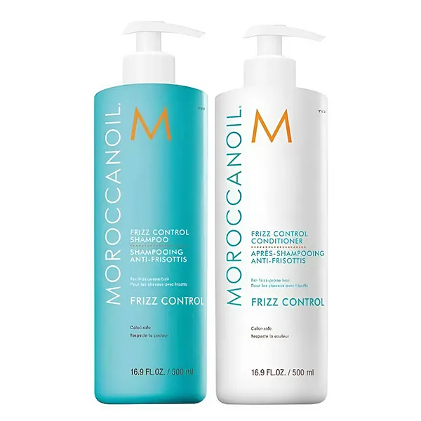 Set Dầu Gội Và Xả Dành Cho Tóc Xơ Rối Moroccanoil Frizz Control 500ml x2 + Lược Mini Paddle Brush
