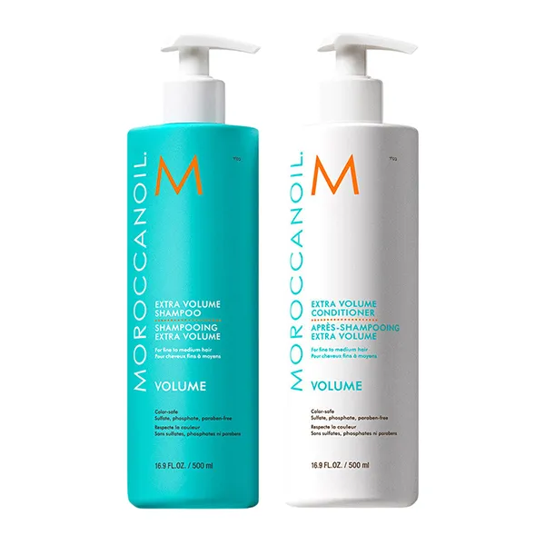 Set Dầu Gội Và Xả Tăng Phồng Tóc Moroccanoil Extra Volume 500ml x 2 + Lược Mini Paddle Brush
