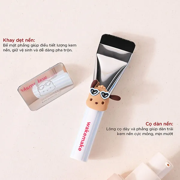 Set Kem Nền Wakemake Seamless Wear Foundation Tone 19 Porcelaine (3 Món)