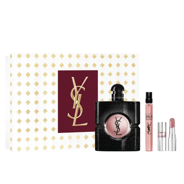 Set Nước Hoa Nữ YSL Black Opium (EDP 90ml + Mini 10ml + Son Mini YSL Loveshine 44 Màu Hồng Nude)