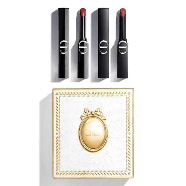 Set Son Lì Dior On Stage 550 Red Shock Màu Đỏ Gạch + 325 Famous Rose Màu Hồng Cam + Hộp quà Dior