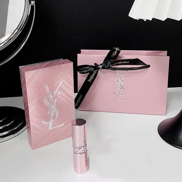 Set Son Dưỡng Yves Saint Laurent YSL Loveshine Candy Glow Balm 5B Nude Crush Màu Đỏ Nâu + Hộp Quà Limited + Túi Giấy