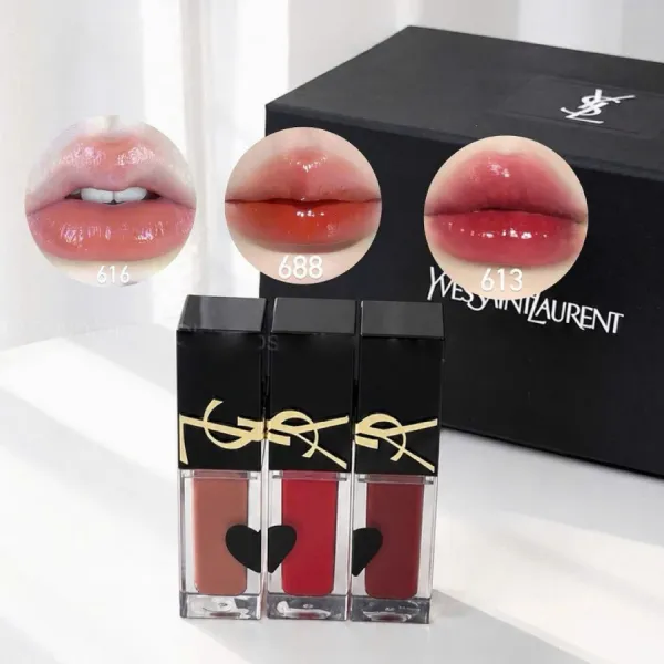 Set Son Kem Yves Saint Laurent YSL The Inks Vinyl Cream 616 Màu Cam San Hô + Hộp Quà + Túi YSL