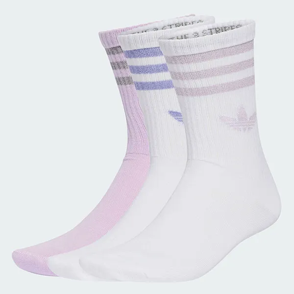 Set 3 Đôi Tất Cao Cổ Unisex Adidas 3S Glitter KR4217 Phối Màu Size XS