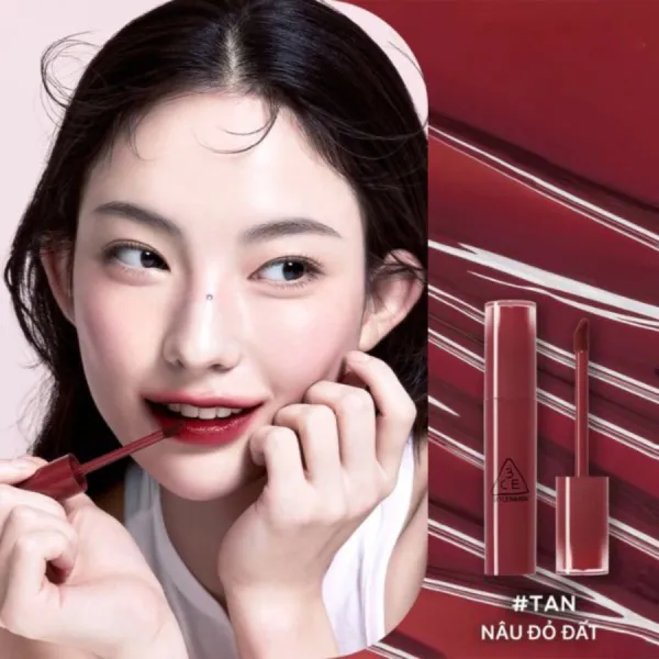 Son 3CE Lazy Pop Lip Stain Tan Màu Nâu Đỏ Đất
