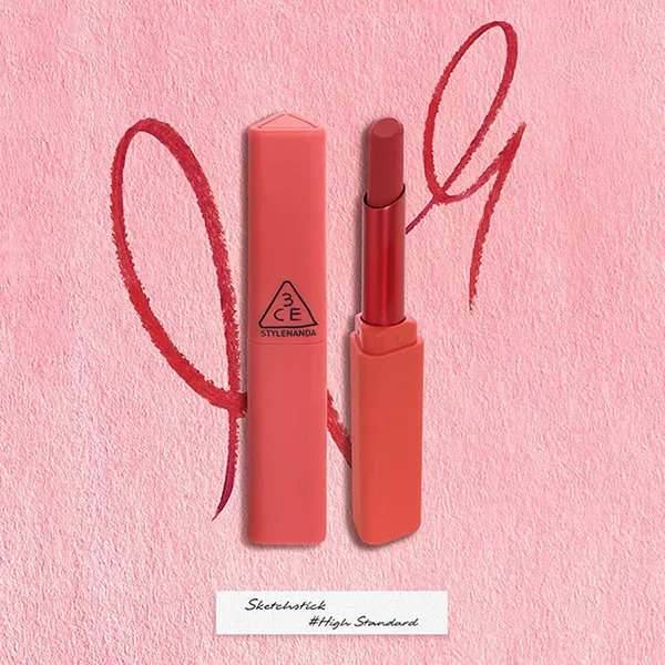 Son 3CE Sketch Lipstick 05 High Standard Màu Đỏ Gạch