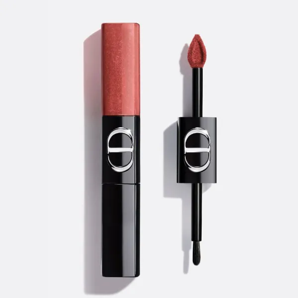 Son Kem Hai Đầu Dior Rouge Dior Sequin Liquid Duo Limited Edition 973 Sweet Spice Màu Đỏ Nâu