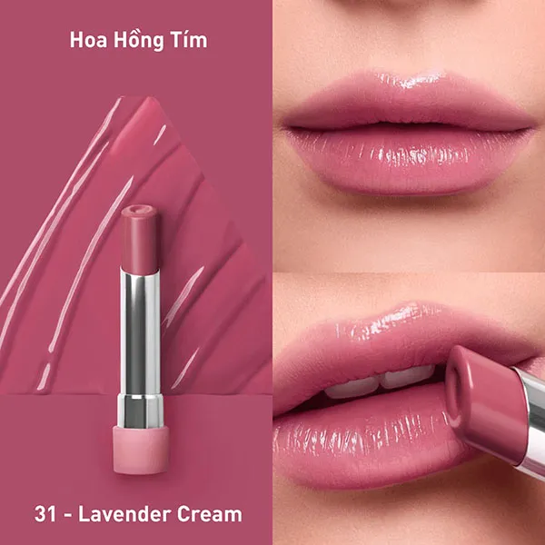 Son Dưỡng 3CE Glazy Lip Glow 31 Lavender Cream Màu Hồng Tím, 5g