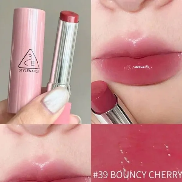 Son Dưỡng 3CE Glazy Lip Glow 39 Bouncy Cherry Màu Hồng Cherry