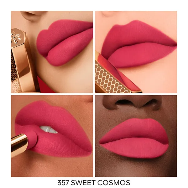 Son Lì Guerlain Kisskiss Honey Infused Intense Lipstick 357 Sweet Cosmos Màu Hồng Cánh Sen