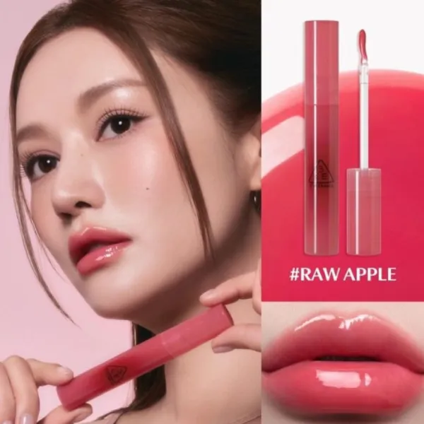 Son Kem Bóng 3CE Drop Glow Gel Raw Apple Màu Đỏ Táo