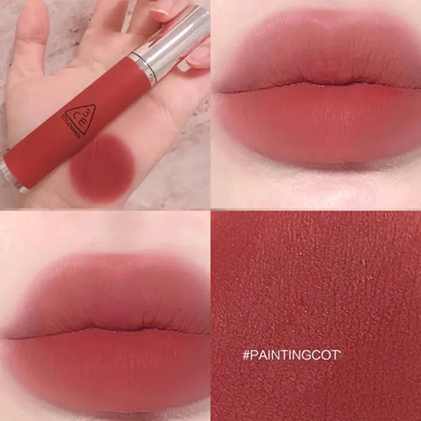 Son Kem Lì 3CE Hazy Lip Clay Paintingcot Màu Đỏ Hồng Đất