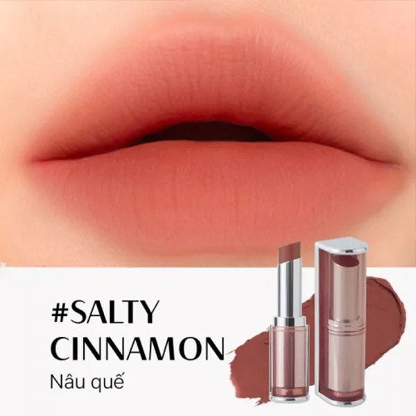 Son Lì 3CE Blur Matte Lipstick Salty Cinnamon Màu Cam Nâu Tây