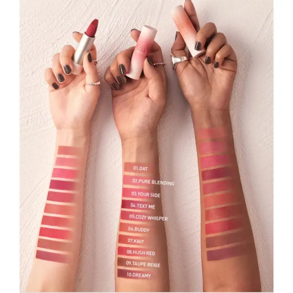 Son Lì 3CE Cashmere Hug Lipstick 04 Text Me Màu Hồng Cherry 3.5g