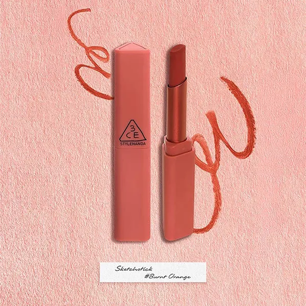 Son Lì 3CE Sketchstick 07 Burnt Orange Màu Cam Cháy