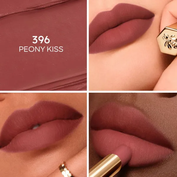 Son Lì Guerlain Kisskiss Honey Infused Intense Lip 396 Peony Kiss Màu Hồng Nâu Đất