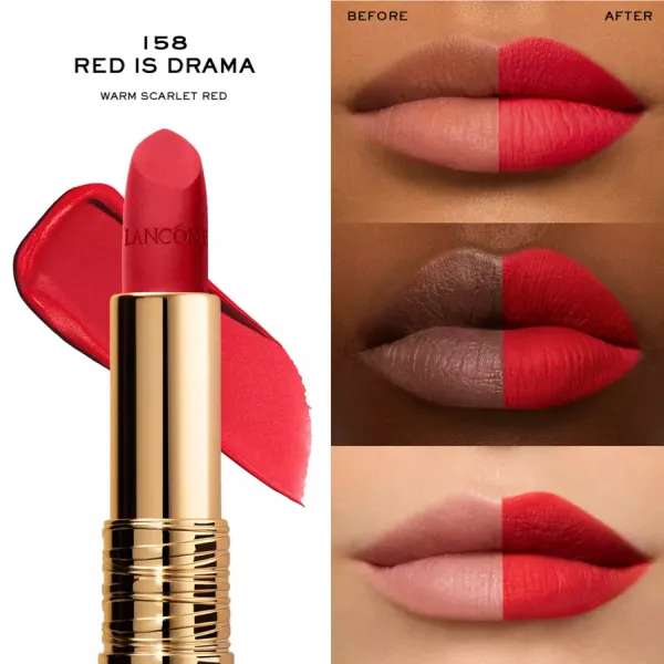 Son Lì Lancôme L’absolu Rouge Drama Matte 158 Red Is Drama Màu Đỏ Cam