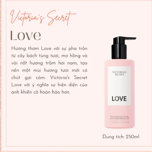 Sữa Dưỡng Thể Hương Nước Hoa Victoria's Secret Love Fine Fragrance Lotion 250ml