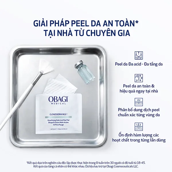 Tẩy Tế Bào Chết Obagi Clenziderm M.D. Resurfacing Multi-Acid Peel Pads 30 Miếng