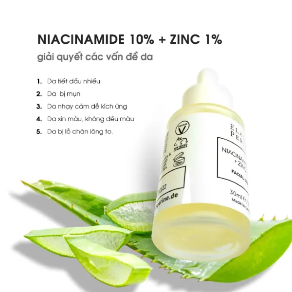 Tinh Chất Hỗ Trợ Kiểm Soát Dầu, Kháng Viêm, Kháng Khuẩn Và Thu Nhỏ Lỗ Chân Lông Elaine Perine Niacinamide 10% + Zinc 1% 30ml