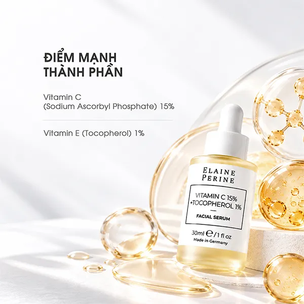 Tinh Chất Làm Sáng Da Elaine Perine Vitamin C 15% + Tocopherol 1% Serum 30ml