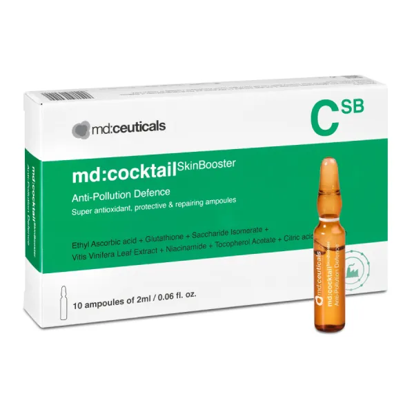 Tinh Chất Phục Hồi Tái Tạo Da Md:Ceuticals Md:Cocktail Skinbooster Anti-Pollution Defence (Hộp 10 ống x 2ml)