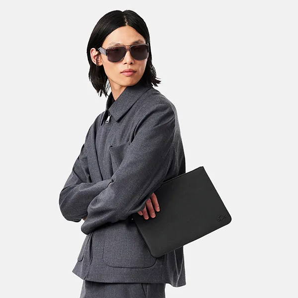 Túi Cầm Tay Nam Lacoste Zip-Closure Pouch With Wrist Strap NH5082 - 000 Màu Đen