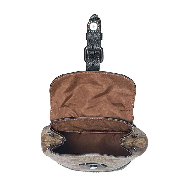 Túi Đeo Chéo Coach CB928 Signature Hudson Small Pack Khaki/ Black Màu Be Đen