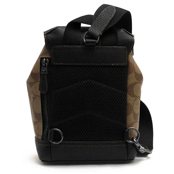 Túi Đeo Chéo Coach CB928 Signature Hudson Small Pack Khaki/ Black Màu Be Đen