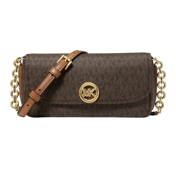 Túi Đeo Chéo Nữ Michael Kors MK Nolita Small Signature Logo Crossbody Bag 32S6GY5C5B Màu Nâu Đậm