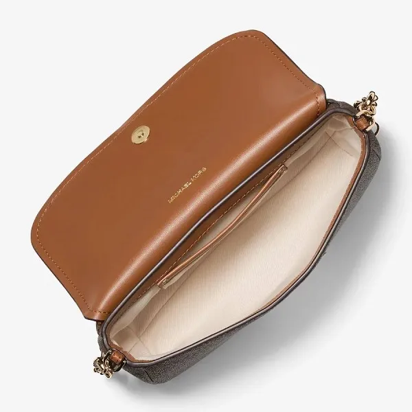 Túi Đeo Chéo Nữ Michael Kors MK Nolita Small Signature Logo Crossbody Bag 32S6GY5C5B Màu Nâu Đậm