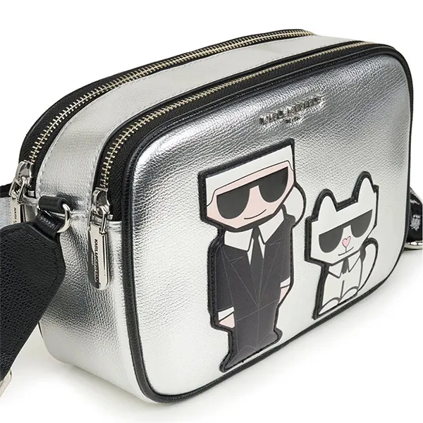 Túi Đeo Chéo Karl Lagerfeld Cat Camera Bag Màu Bạc Đen