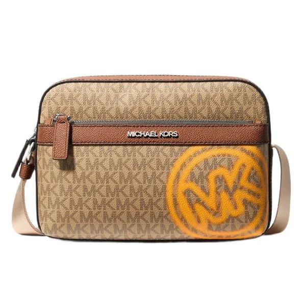 Túi Đeo Chéo Nam Michael Kors MK Cooper Embellished Signature Logo Utility Crossbody Bag 37T5LCOC5B Màu Vàng Nâu