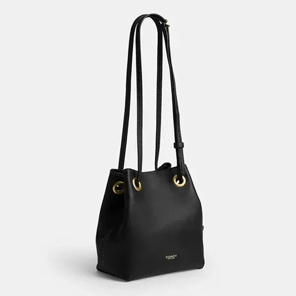 Túi Đeo Chéo Nữ Coach Jade Drawstring Pouch Brass/ Black Màu Đen