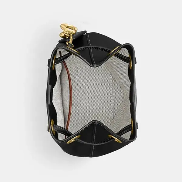 Túi Đeo Chéo Nữ Coach Jade Drawstring Pouch Brass/ Black Màu Đen