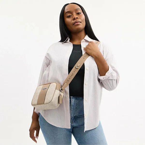 Túi Đeo Chéo Nữ Coach Jamie Camera Bag Signature Canvas Stripe CZ185 Màu Beige