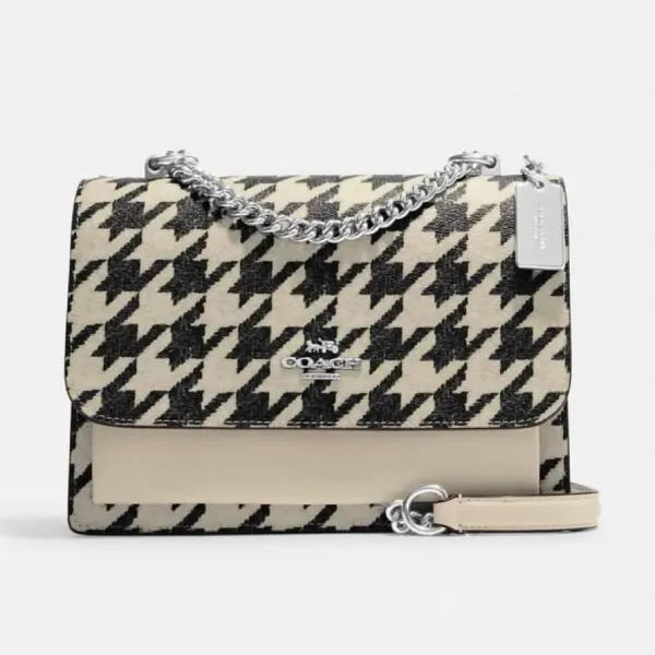 Túi Đeo Chéo Nữ Coach Klare Crossbody With Houndstooth Print CJ625 Màu Đen Trắng
