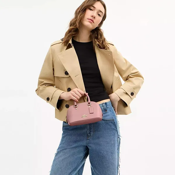 Túi Đeo Chéo Nữ Coach Lara Mini Satchel Bag Pink Petal CEA01 Màu Hồng