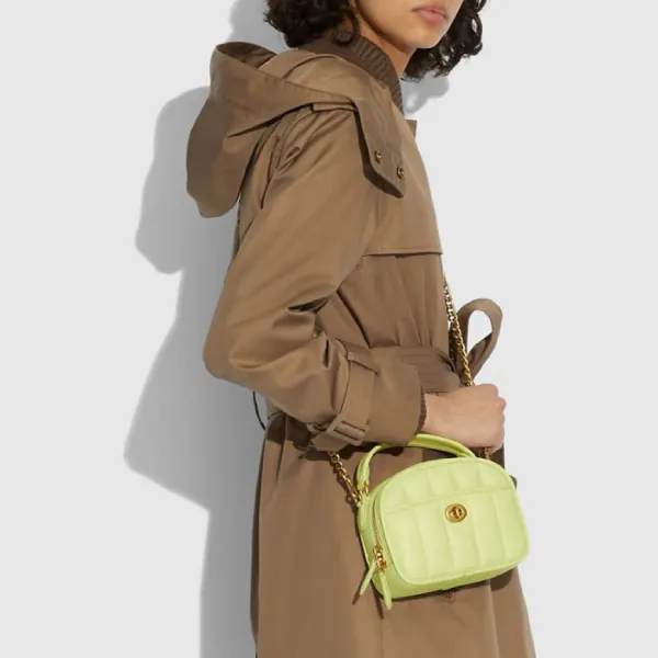Túi Đeo Chéo Nữ Coach Lunchbox Top Handle With Quilting C4678 Màu Xanh Cốm