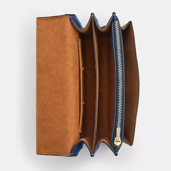 Túi Đeo Chéo Nữ Coach Mini Klare Crossbody Bag In Signature Canvas Deep Blue Tan CBR07 Màu Xanh Nâu