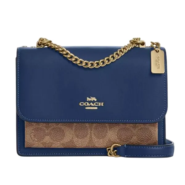 Túi Đeo Chéo Nữ Coach Mini Klare Crossbody Bag In Signature Canvas Deep Blue Tan CBR07 Màu Xanh Nâu