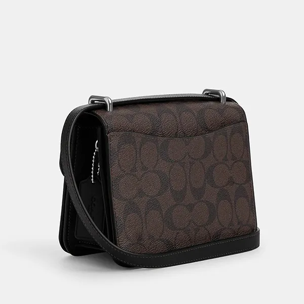 Túi Đeo Chéo Nữ Coach Morgan Square Crossbody In Signature Canvas With Rose Print CL415 Màu Nâu