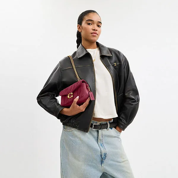 Túi Đeo Chéo Nữ Coach Quilted Suede Tabby Shoulder Bag 20 With Chain Pink CW626 Màu Hồng Đậm