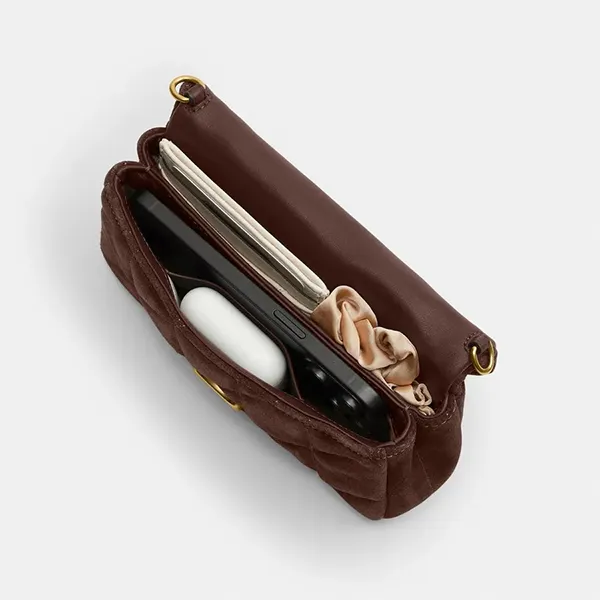 Túi Đeo Chéo Nữ Coach Tabby Chain Crossbody Bag 19 With Quilting CCD85 Màu Nâu Đậm